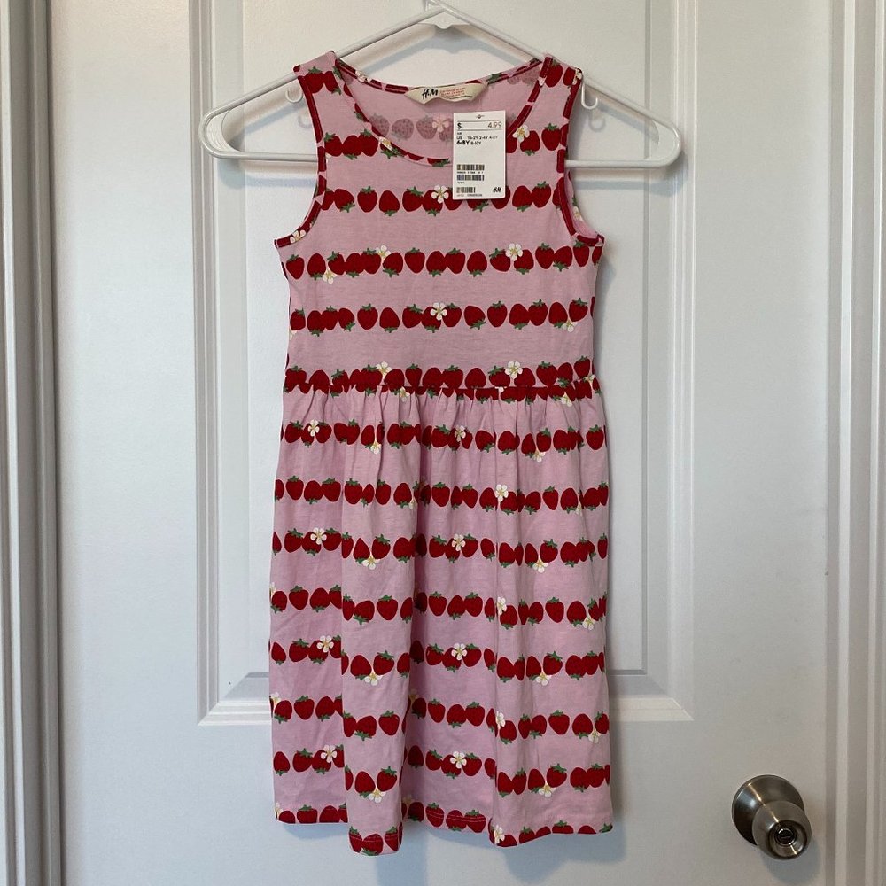 NWT H&M Strawberry Sleeveless Dress | 6-8Y